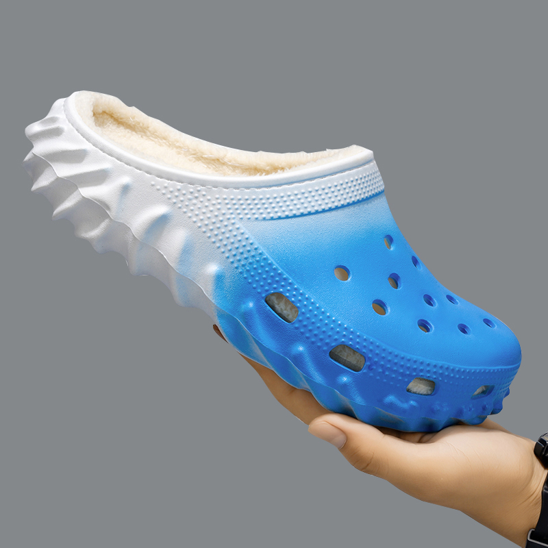 Men Shoes Online - 겨울용 퍼 안감 클로그 그라데이션 컬러