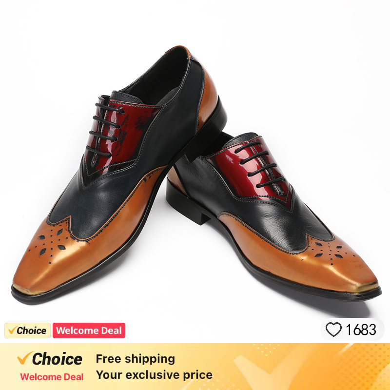 Oxford Brogue Leather - 남성용 럭셔리 옥스포드 신발, 블랙 믹스