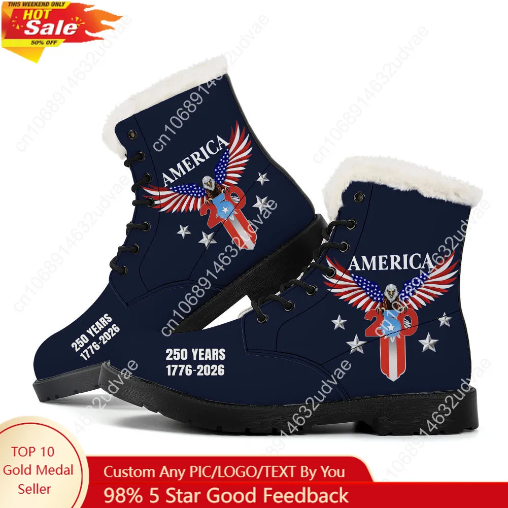Men Shoes High - 미국 250주년 기념 1776-2026 플러시 부츠
