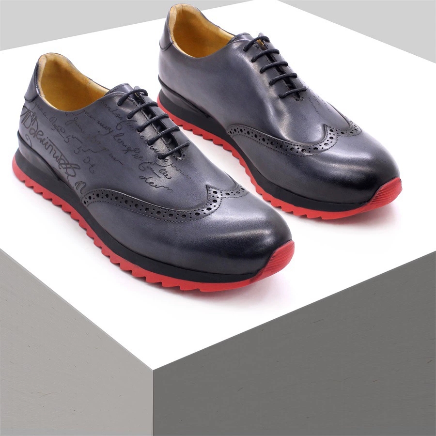 Oxford Brogue Leather - 럭셔리 디자이너 남성 옥스포드 스니커즈 암소