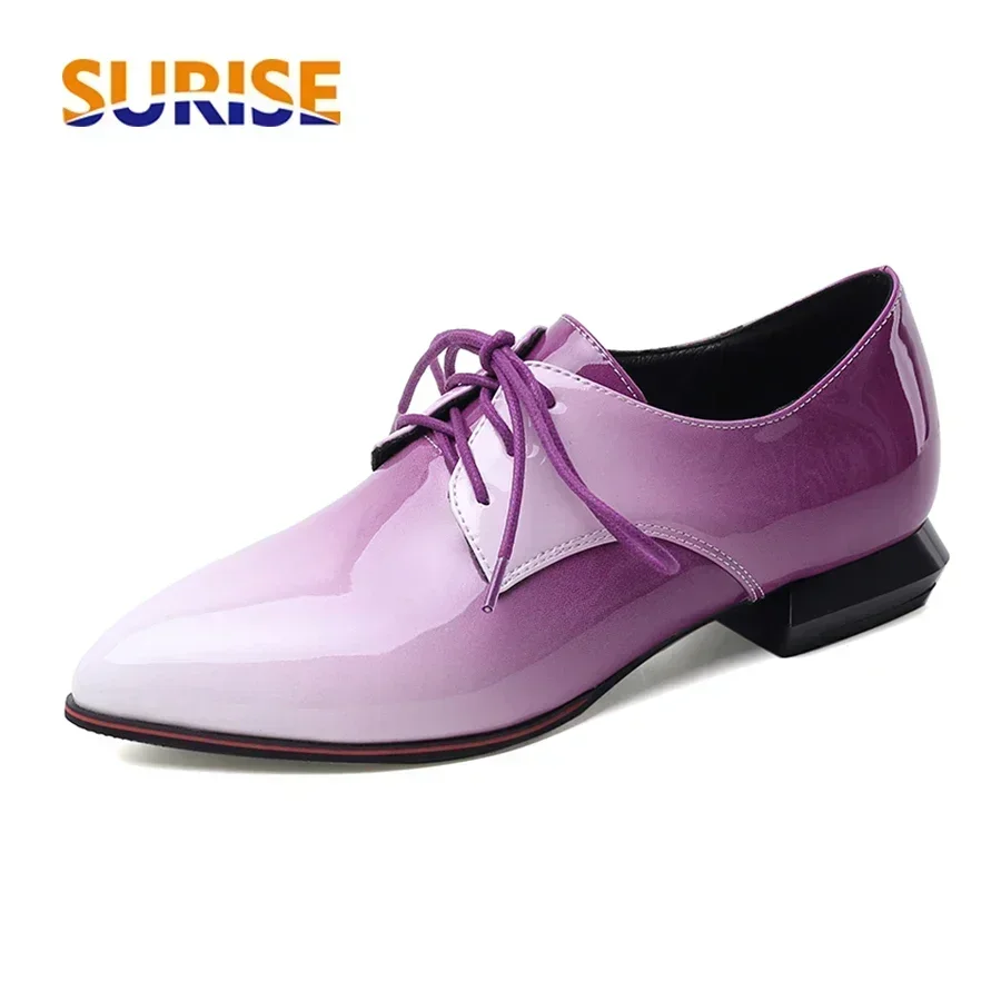 Oxford Brogue Leather - 영국 여성 옥스포드 그라디언트 레드 퍼플