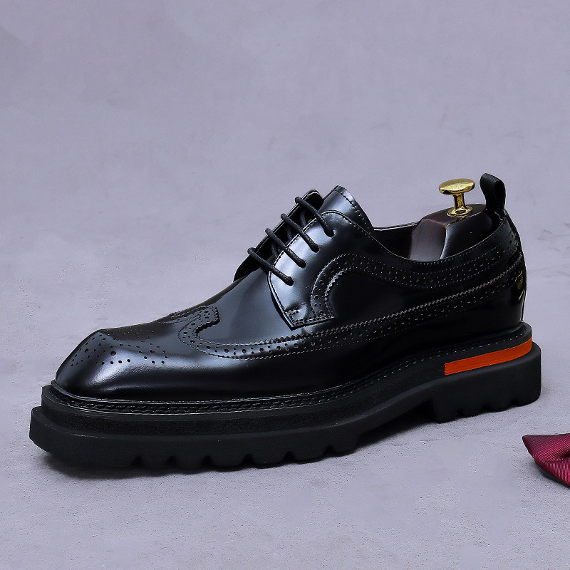 Oxford Brogue Leather - 남성용 브로그 플랫폼 옥스포드 슈즈 정품