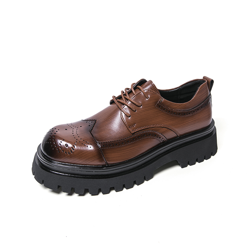 Oxford Brogue Leather - 5CM 소프트 청키 솔 남성용 더비