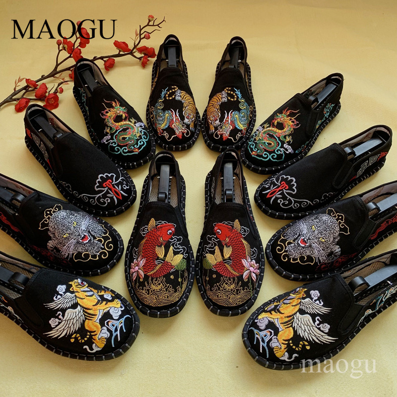 Loafer Slip On Men - 유니섹스 중국 스타일 자수 슬립온 신발