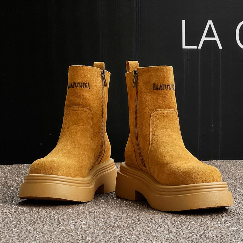Men'S Shoes With Height Increase - 겨울 유럽 아메리카 레트로 두꺼운 밑창