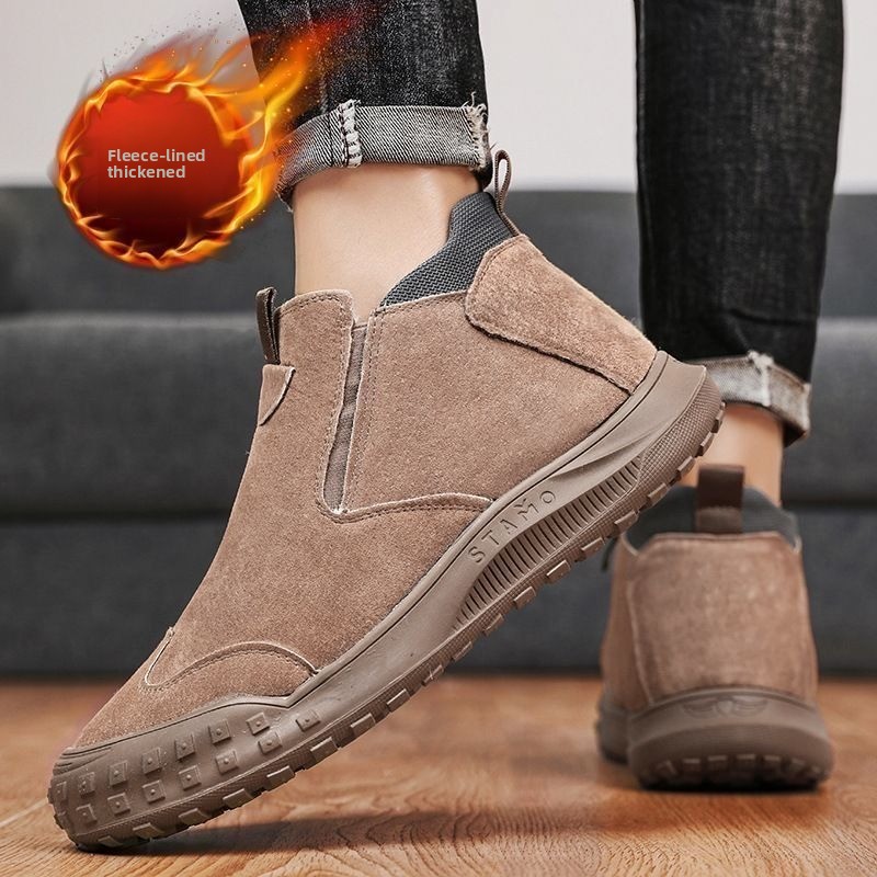 겨울 남성 신발 플러시 따뜻한 코튼 신발 패션 하이 탑 - Loafer Slip On Men 리뷰 및 가격
