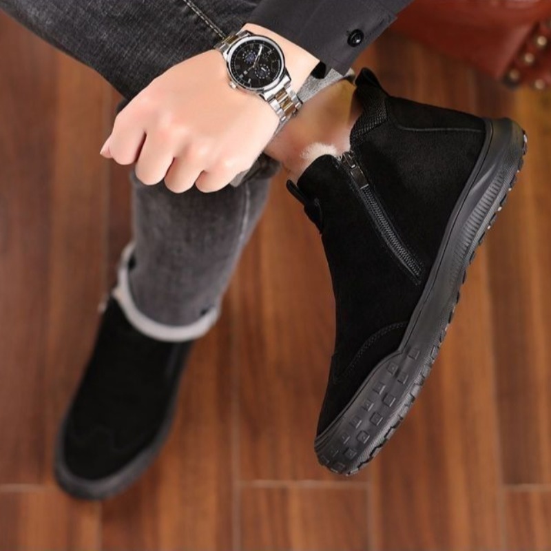 겨울 남성 신발 플러시 따뜻한 코튼 신발 패션 하이 탑 - Loafer Slip On Men 리뷰 및 가격