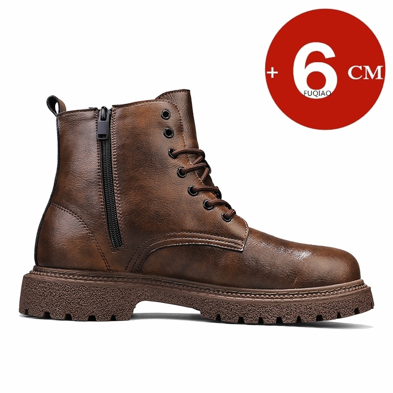 6cm 키높이 남성 부츠 가죽 야외 가을 겨울 신발 따 - Men'S Shoes With Height Increase 리뷰 및 가격