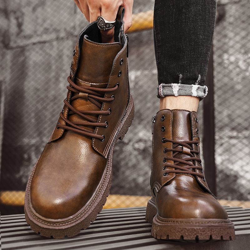 6cm 키높이 남성 부츠 가죽 야외 가을 겨울 신발 따 - Men'S Shoes With Height Increase 리뷰 및 가격