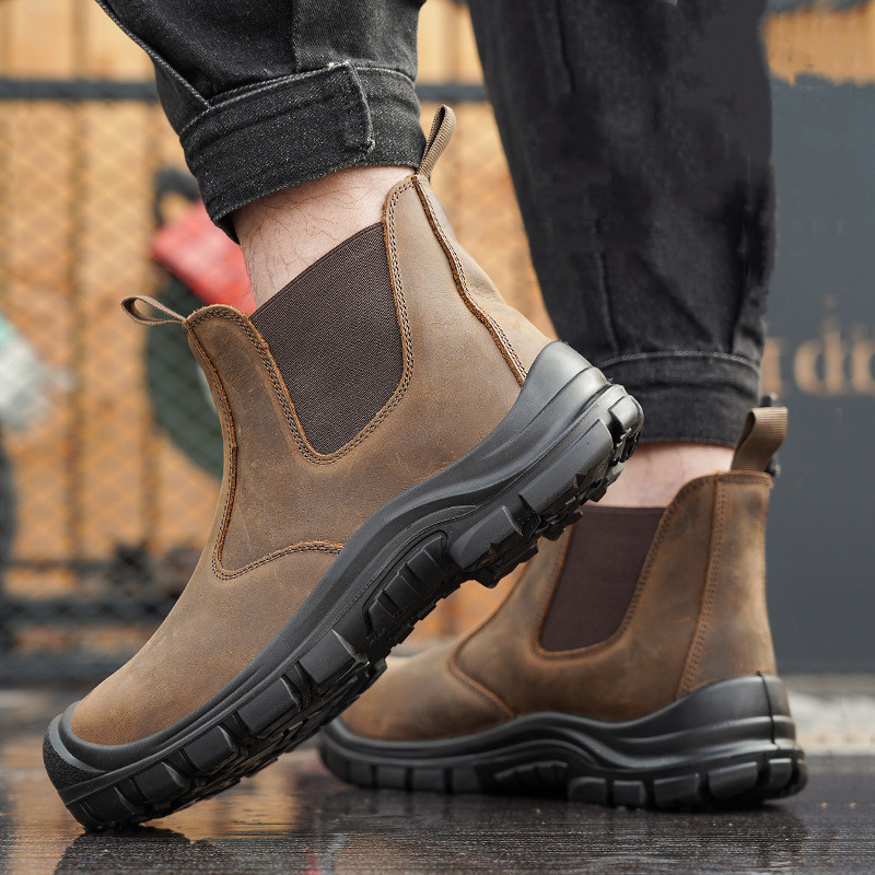 대형 남성용 패션 스틸 토 커버 작업화 소가죽 안전화  - Work Boot Steel Toe 리뷰 및 가격
