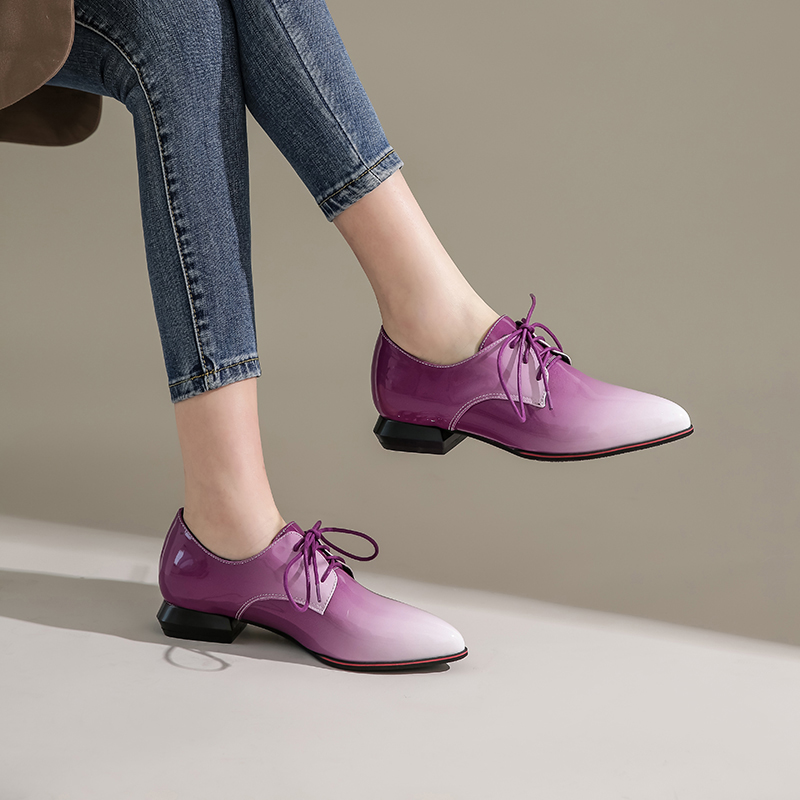영국 여성 옥스포드 그라디언트 레드 퍼플 특허 가죽 플 - Oxford Brogue Leather 리뷰 및 가격