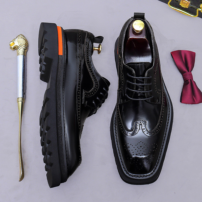 남성용 브로그 플랫폼 옥스포드 슈즈 정품 가죽 두꺼운  - Oxford Brogue Leather 리뷰 및 가격