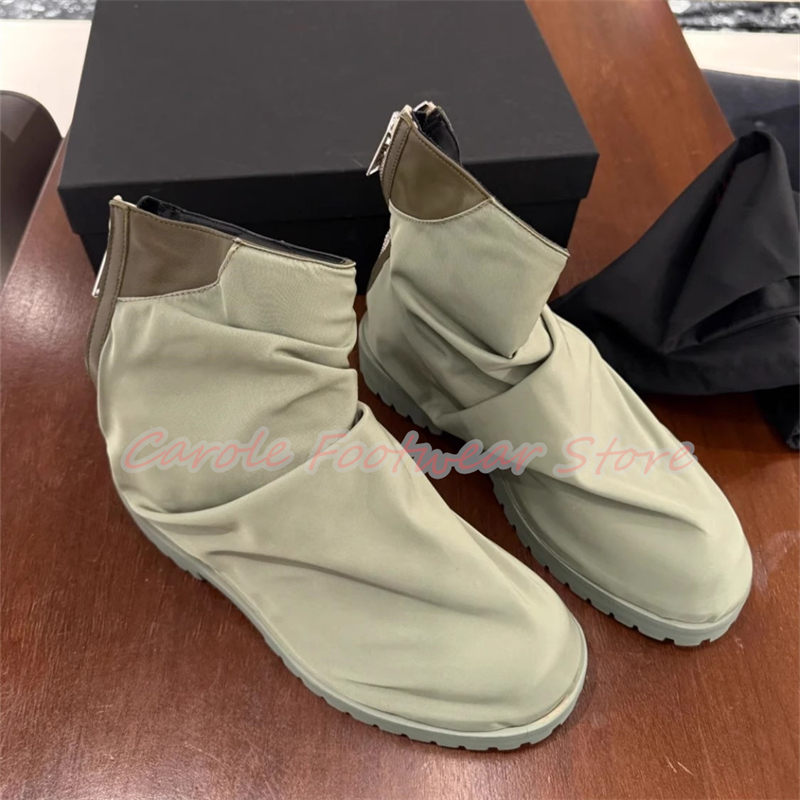 플리츠 나일론 천 하이탑 남성 앵클 부츠 청키 바닥 키 - Men'S Shoes With Height Increase 리뷰 및 가격