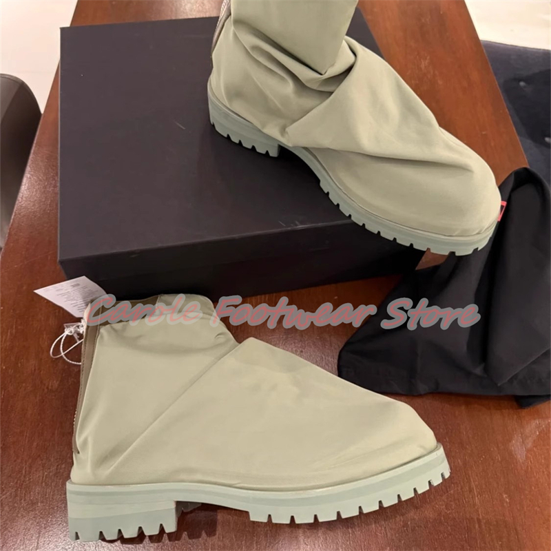 플리츠 나일론 천 하이탑 남성 앵클 부츠 청키 바닥 키 - Men'S Shoes With Height Increase 리뷰 및 가격