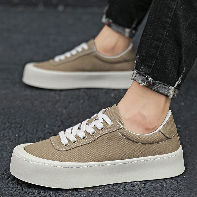 카키 플랫 스니커즈 캔버스 키높이 남성 캐주얼 신발 레 - Men Shoes Offer 리뷰 및 가격