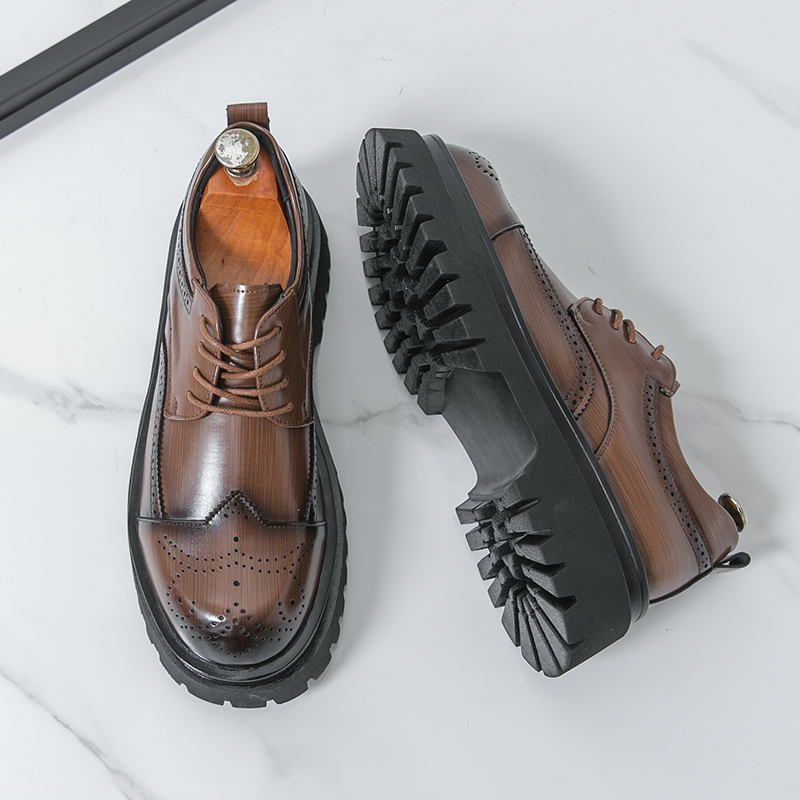 5CM 소프트 청키 솔 남성용 더비 드레스 슈즈 PU  - Oxford Brogue Leather 리뷰 및 가격