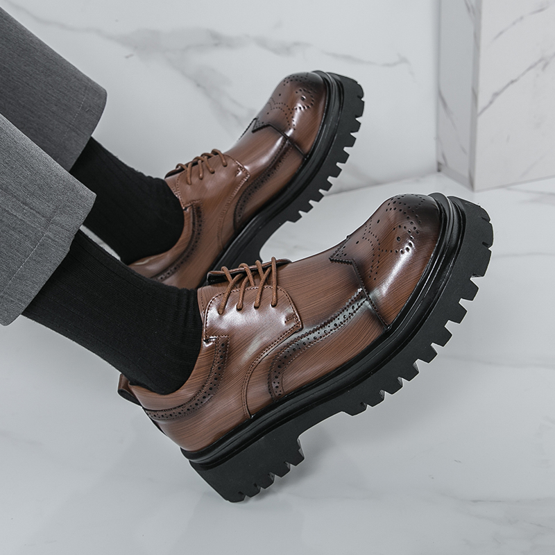5CM 소프트 청키 솔 남성용 더비 드레스 슈즈 PU  - Oxford Brogue Leather 리뷰 및 가격