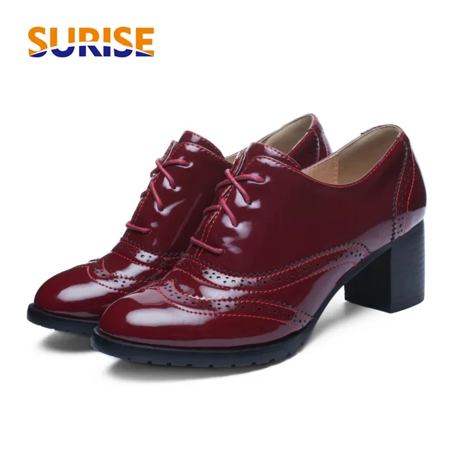 영국 여성 옥스포드 블루 레드 블랙 특허 가죽 하이블록 - Oxford Brogue Leather 리뷰 및 가격