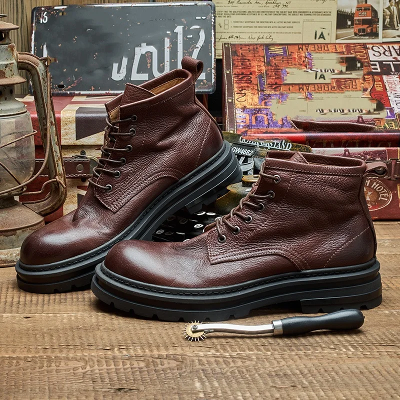 남성용 레트로 앵클 가죽 부츠 럭셔리 브랜드 품질 수제 - Men'S Shoes Quality Brands 리뷰 및 가격