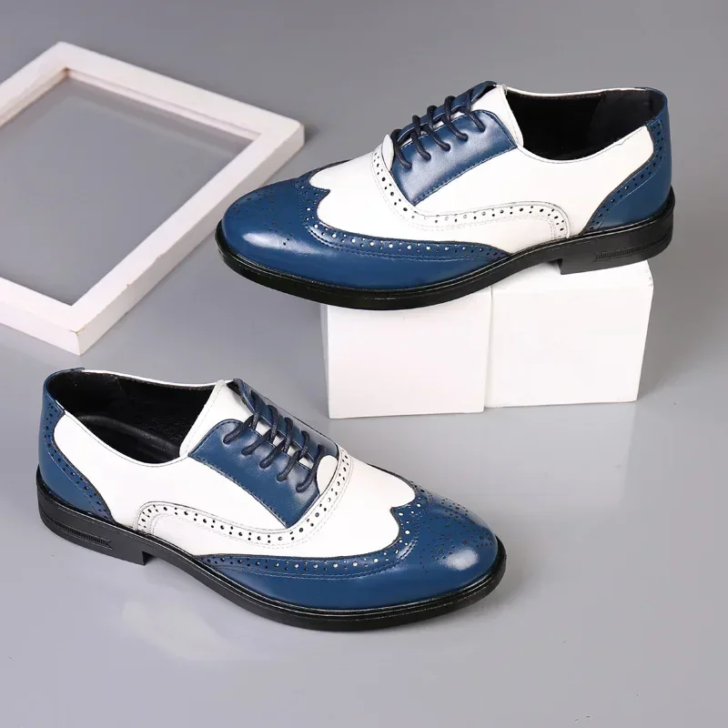 혼합 색상 남성 정장 신발 레트로 남성 가죽 신발 비즈 - Oxford Brogue Leather 리뷰 및 가격
