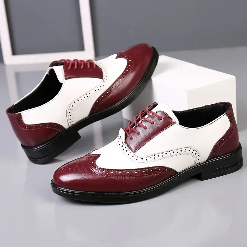 혼합 색상 남성 정장 신발 레트로 남성 가죽 신발 비즈 - Oxford Brogue Leather 리뷰 및 가격
