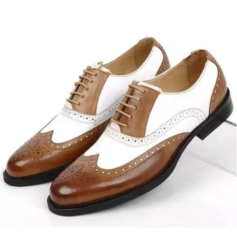 혼합 색상 남성 정장 신발 레트로 남성 가죽 신발 비즈 - Oxford Brogue Leather 리뷰 및 가격