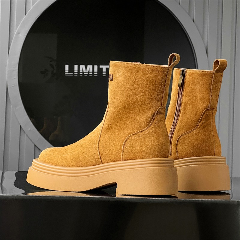 겨울 유럽 아메리카 레트로 두꺼운 밑창 측면 지퍼 키높 - Men'S Shoes With Height Increase 리뷰 및 가격